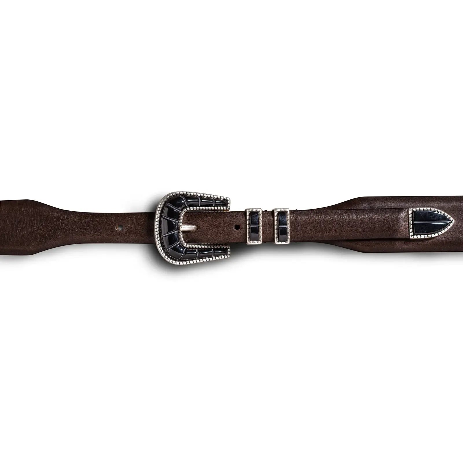 小物 LAST NEST CRACKED CROSS BELT / BLK sizeL Crazy Color Black Belt – Designer Leather | Silver Ostrich