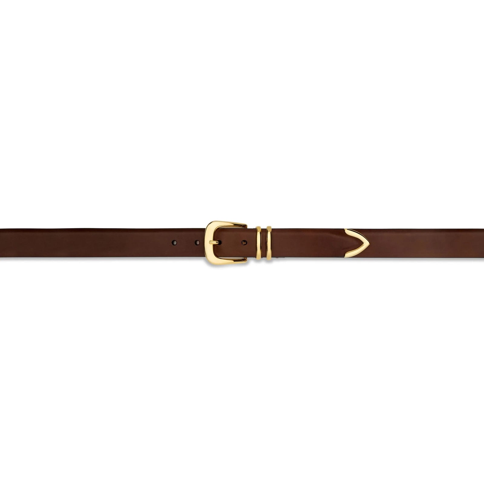 First Class Brown Leather Belt – Gold Buckle | Silver Ostrich
