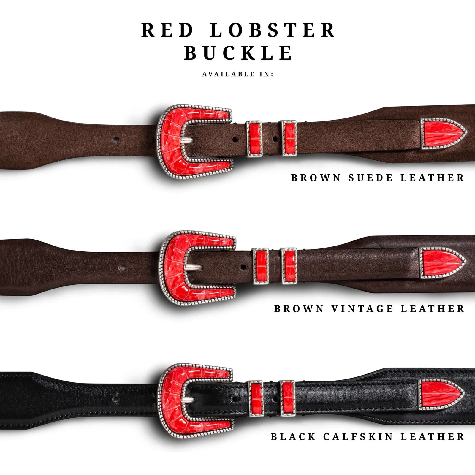 Silver Ostrich Luxury Belts made in Italy – Crazy Color Collection-Red Lobster Buckle