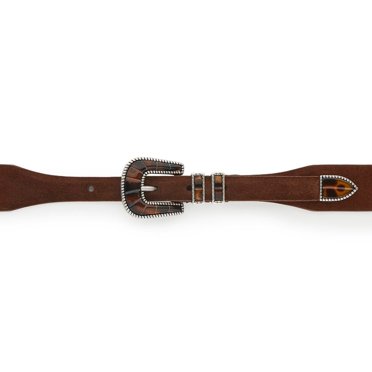 Silver Ostrich Crazy Color belt - CRAZY COLOR - Havana Brown - Brown suede