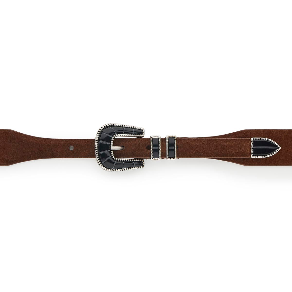 Silver Ostrich Crazy Color belt - CRAZY COLOR - Black - Brown suede