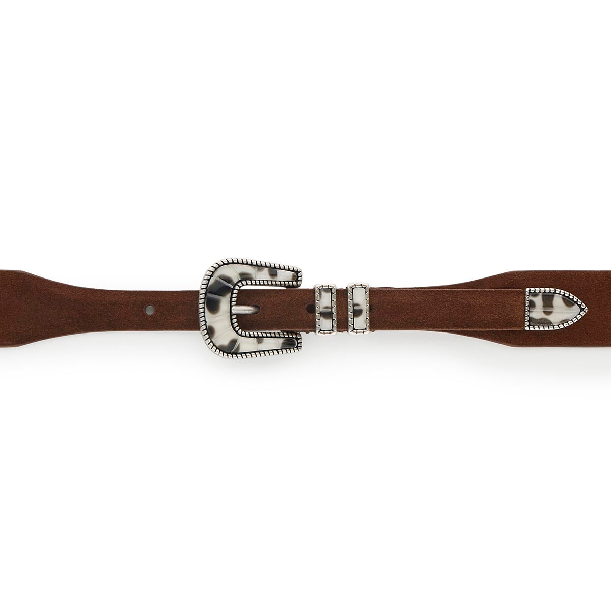 Silver Ostrich Crazy Color belt - CRAZY COLOR - Black Shade - Brown suede