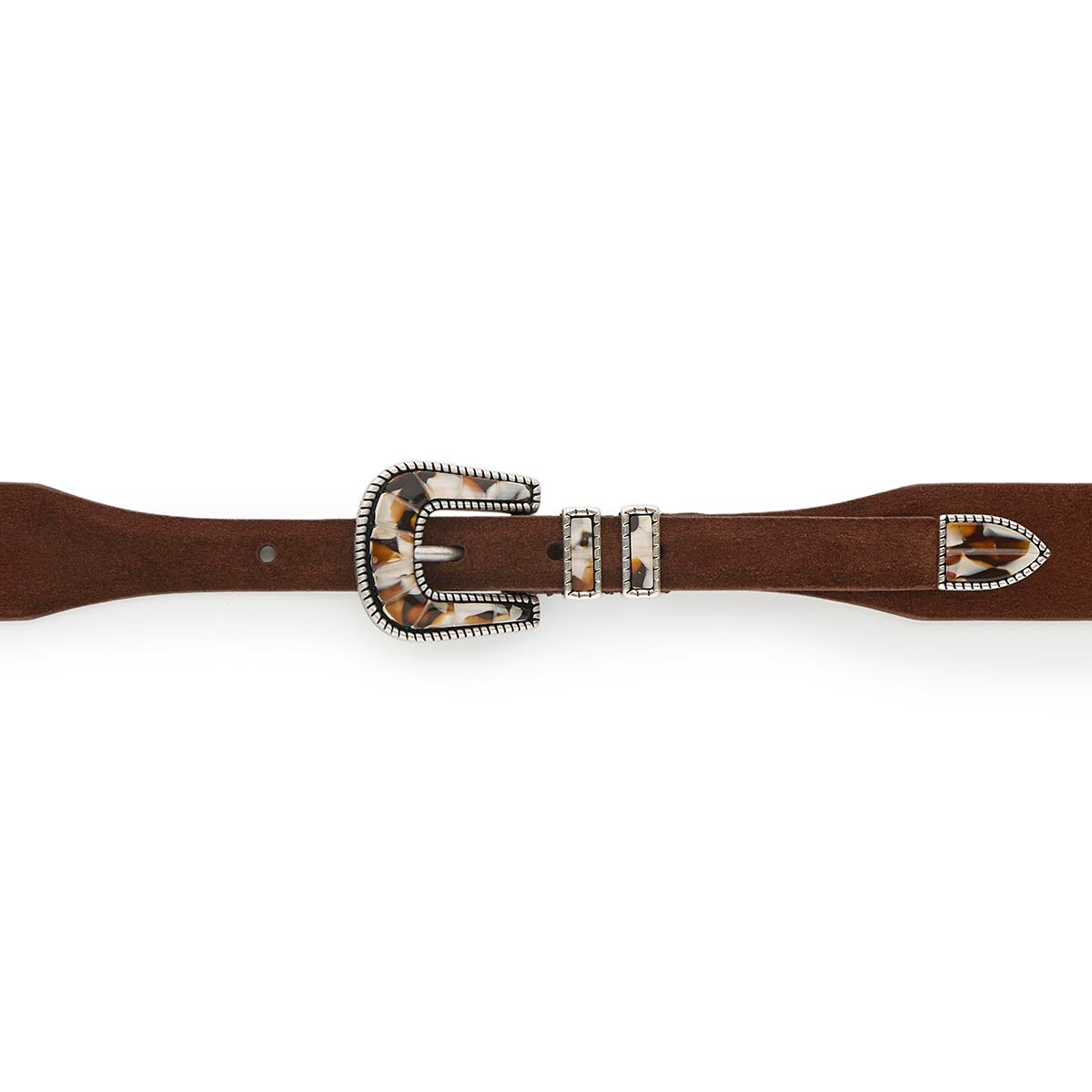 Silver Ostrich Crazy Color belt - CRAZY COLOR - Brown Shade - Brown suede