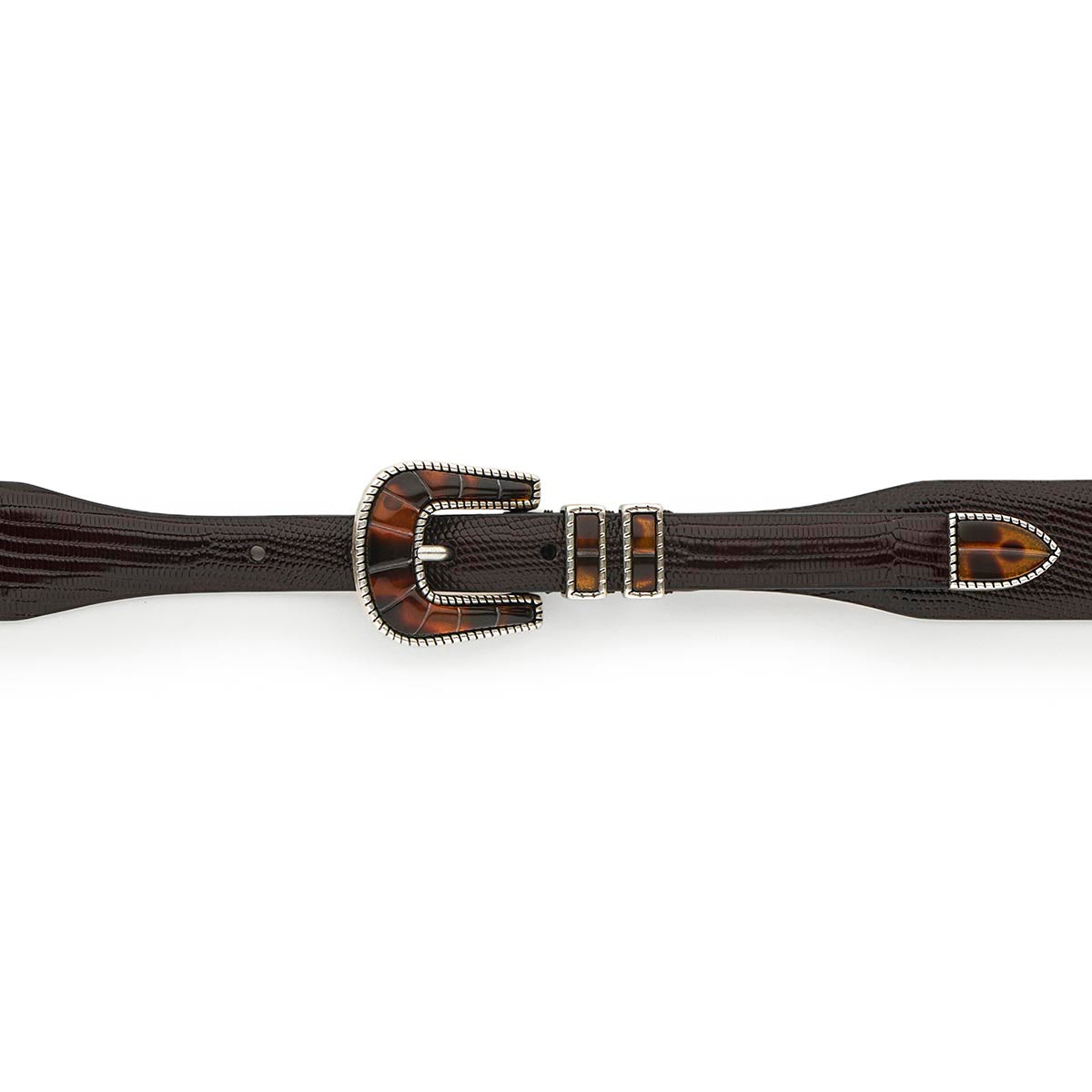 Silver Ostrich Crazy Color belt - CRAZY COLOR - Havana Brown - Brown lizard effect