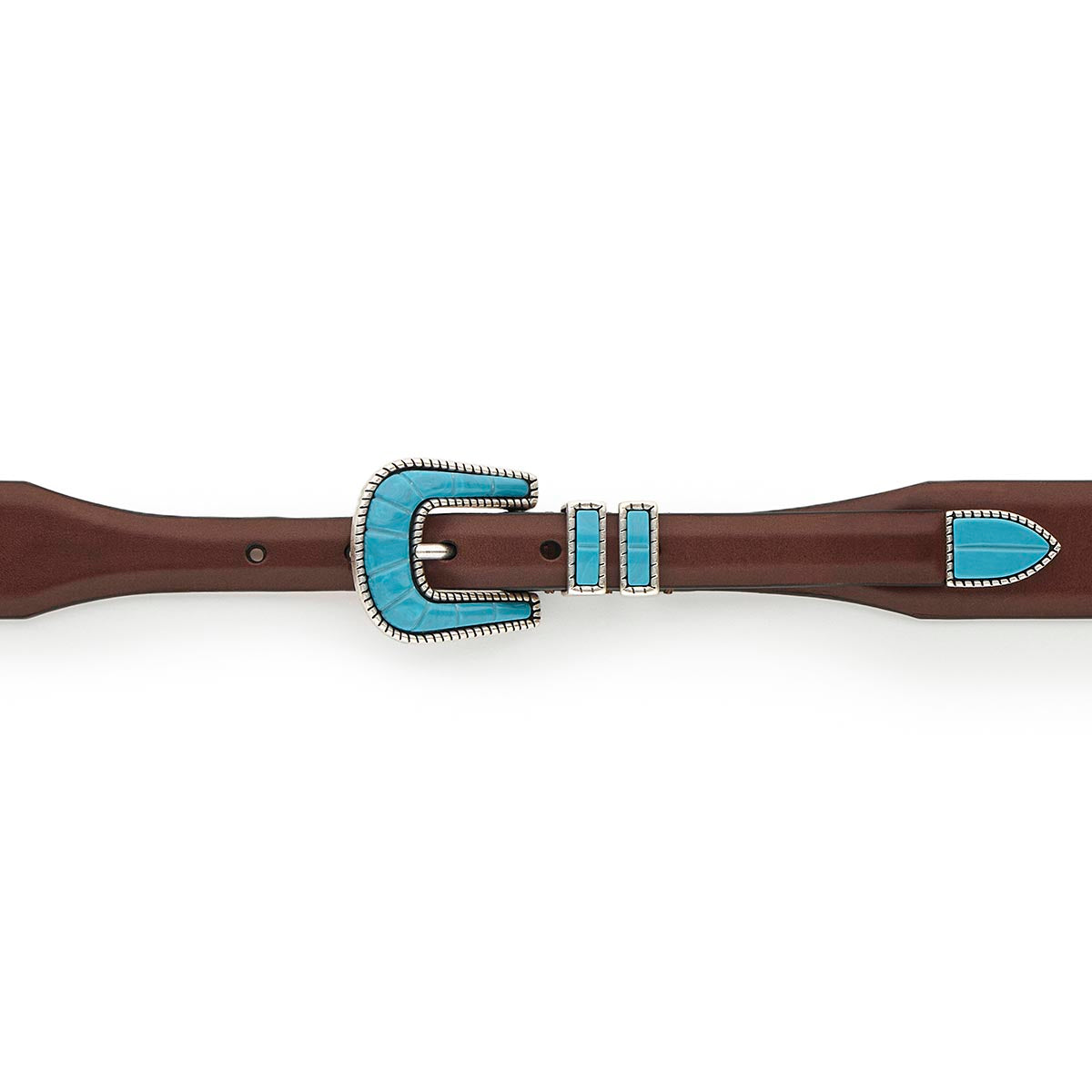 Crazy Color Turquoise Belt – Statement Leather | Silver Ostrich