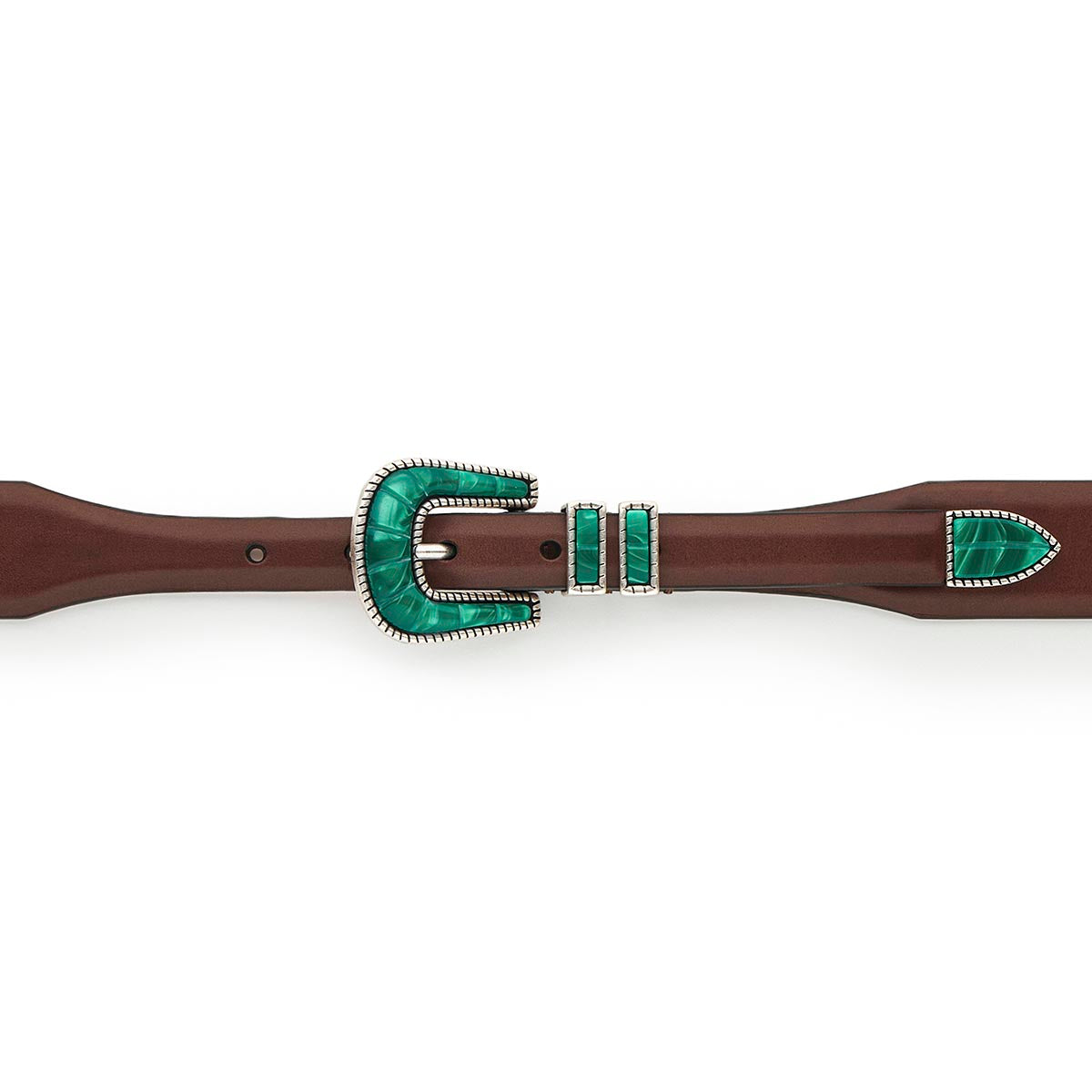 Silver Ostrich Crazy Color belt - CRAZY COLOR - Emerald Green - Brown vintage