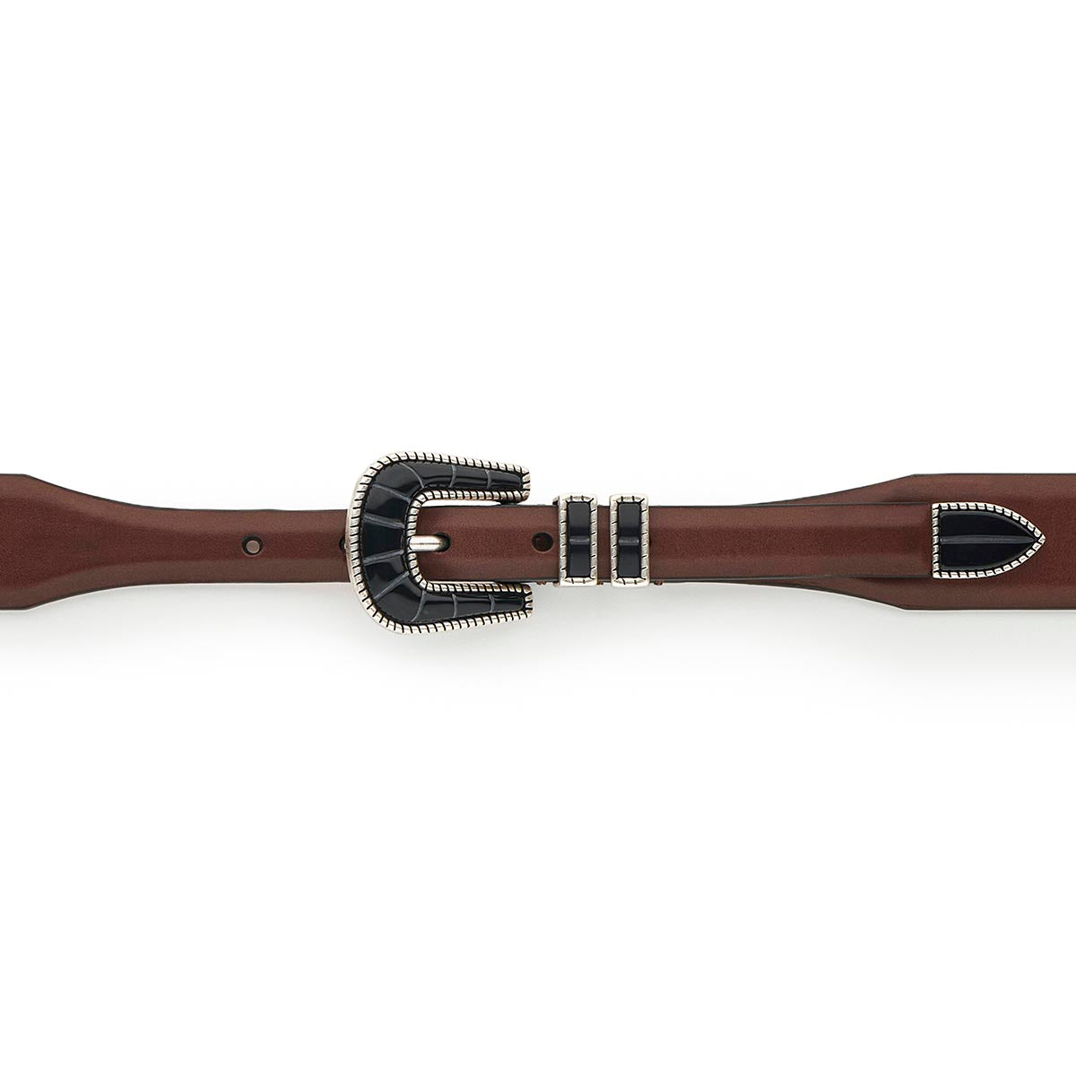 Silver Ostrich Crazy Color belt - CRAZY COLOR - Black - Brown vintage