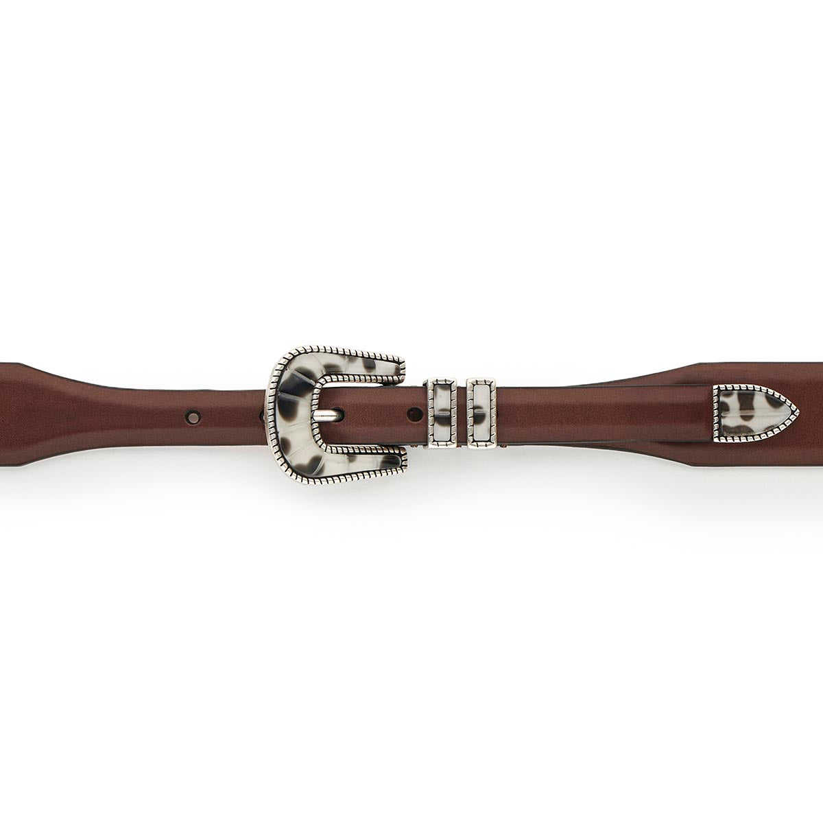 Silver Ostrich Crazy Color belt - CRAZY COLOR - Black Shade - Brown vintage