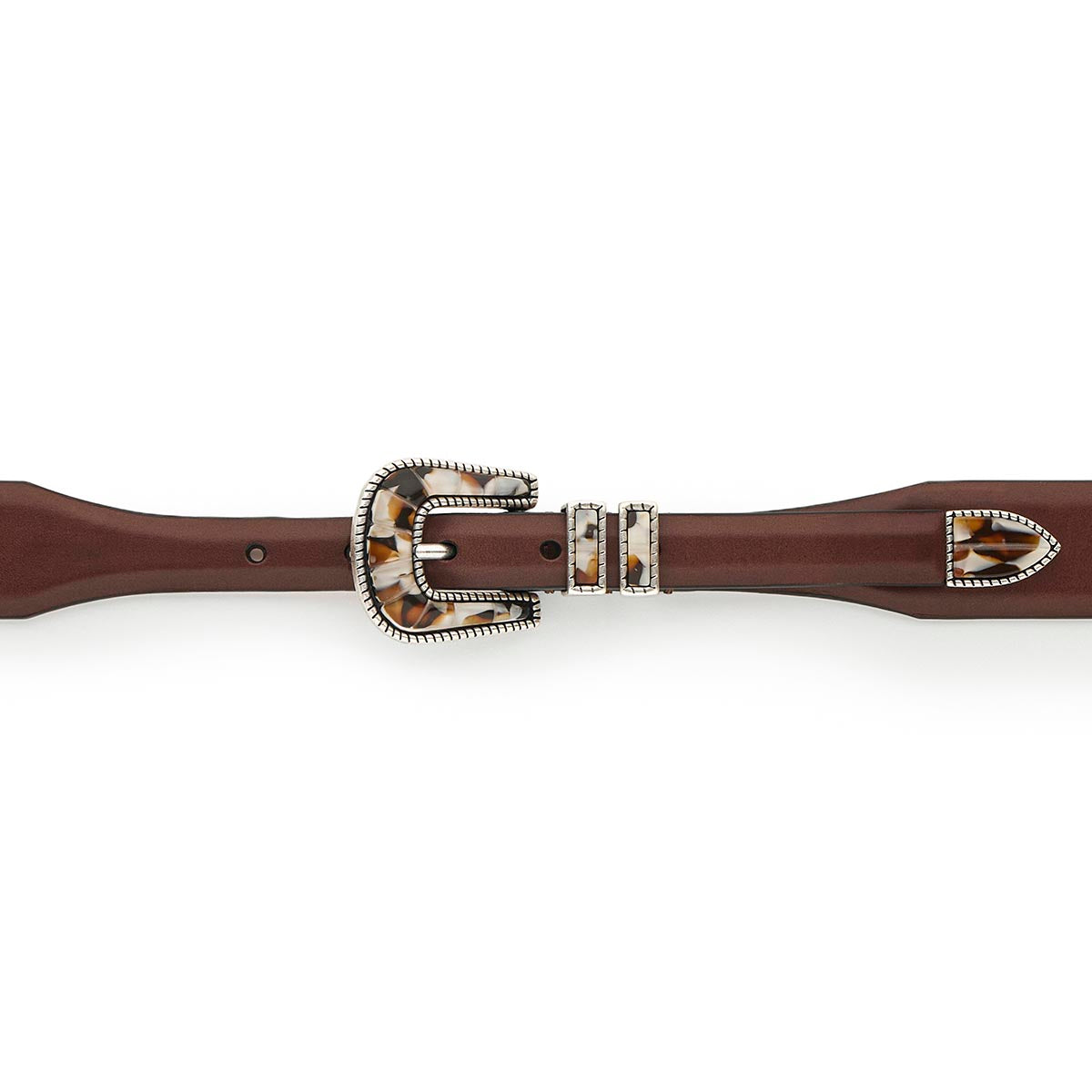 Silver Ostrich Crazy Color belt - CRAZY COLOR - Brown Shade - Brown vintage