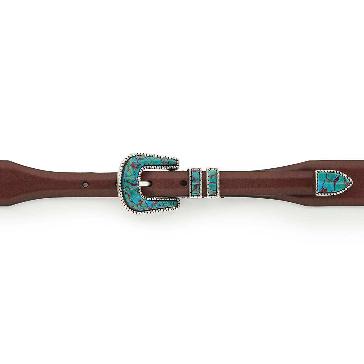 Silver Ostrich Crazy Color belt - CRAZY COLOR ACTIVE - Turquoise - Brown vintage