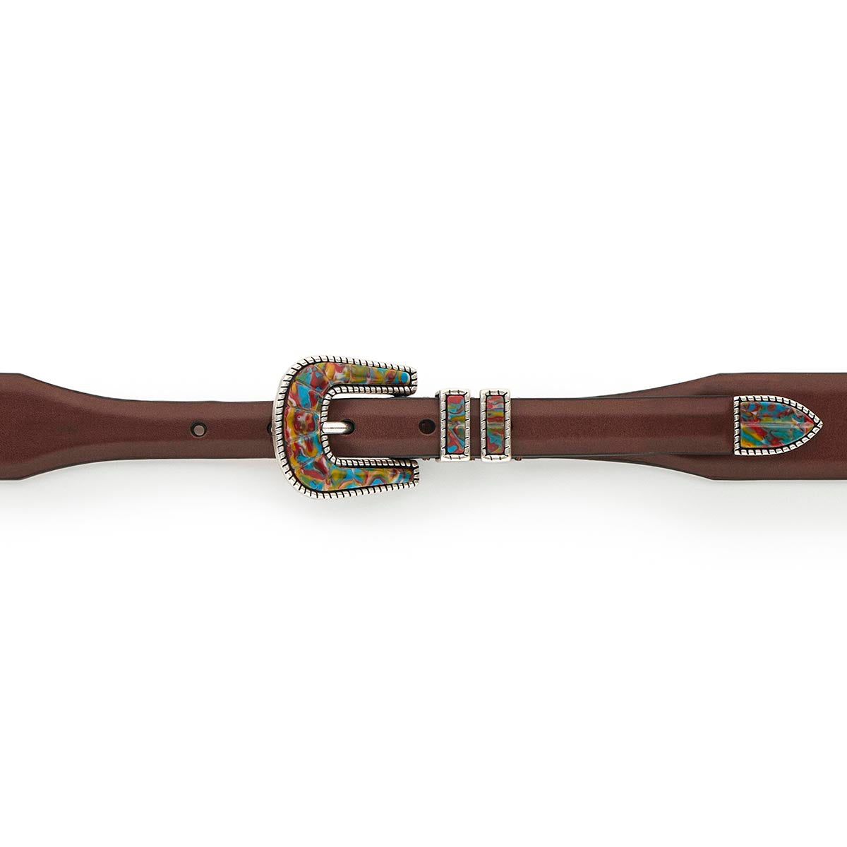 Silver Ostrich Crazy Color belt - CRAZY COLOR ACTIVE - Yellow - Brown vintage
