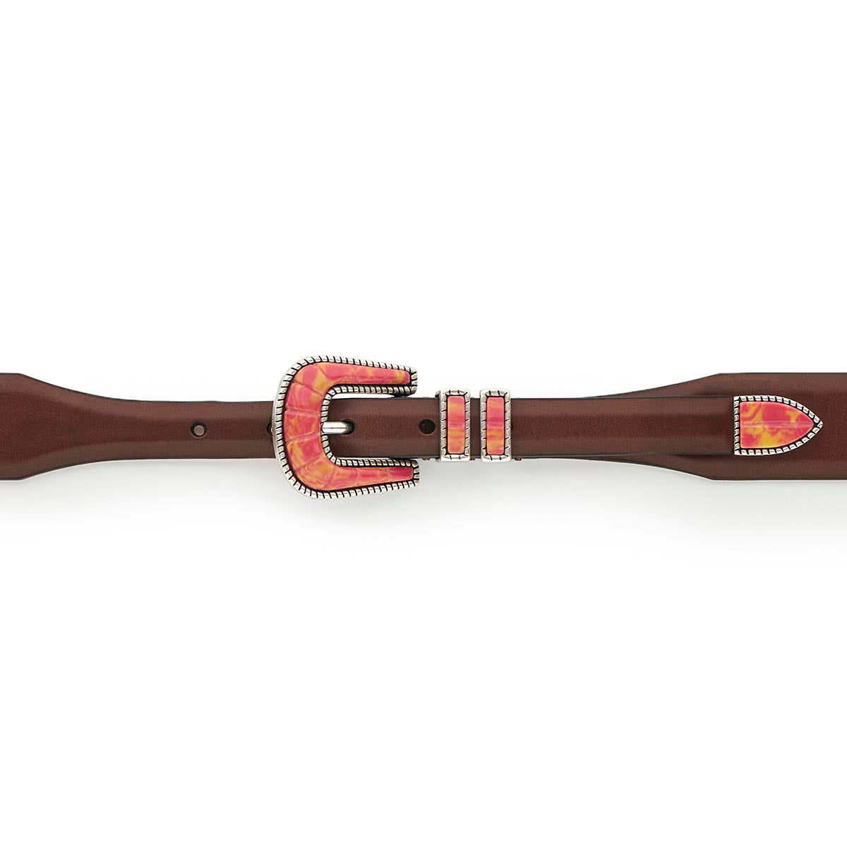 Silver Ostrich Crazy Color belt - CRAZY COLOR ACTIVE - Pink - Brown vintage
