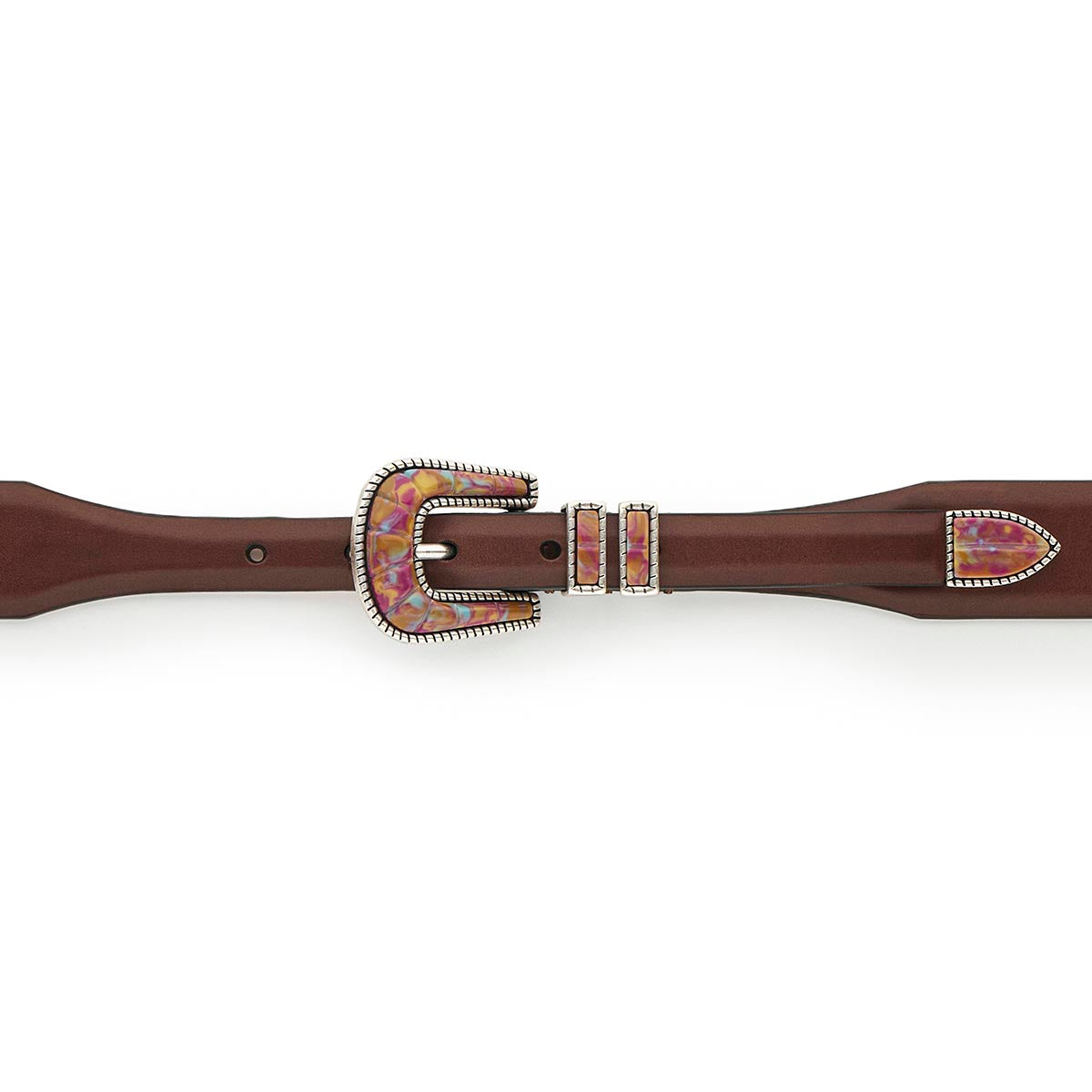 Silver Ostrich Crazy Color belt - CRAZY COLOR ACTIVE - Purple - Brown vintage