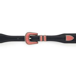 Silver Ostrich Crazy Color belt - CRAZY COLOR - Pink Coral - Black calfskin