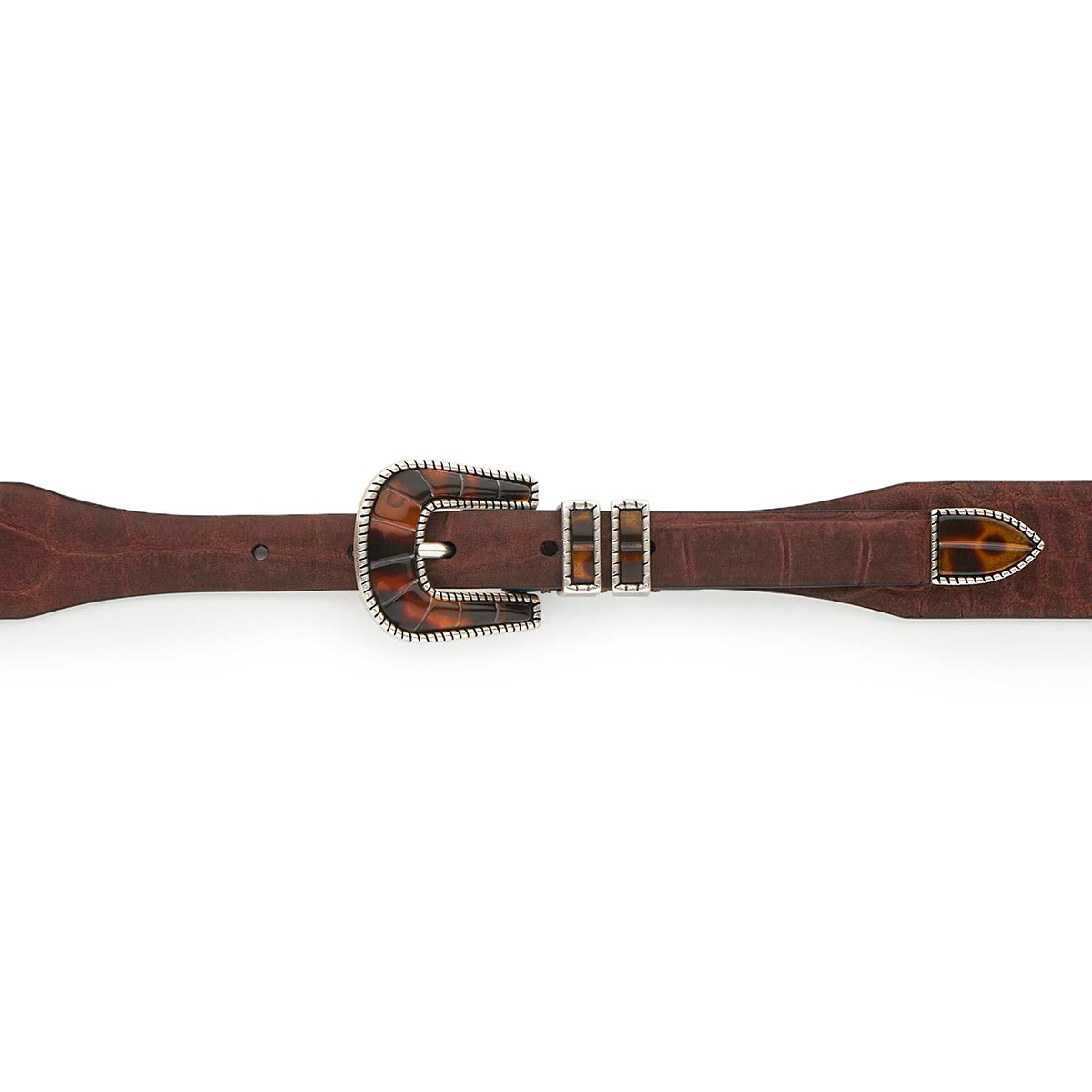 Silver Ostrich Crazy Color belt - CRAZY COLOR - Havana Brown - Brown nubuck
