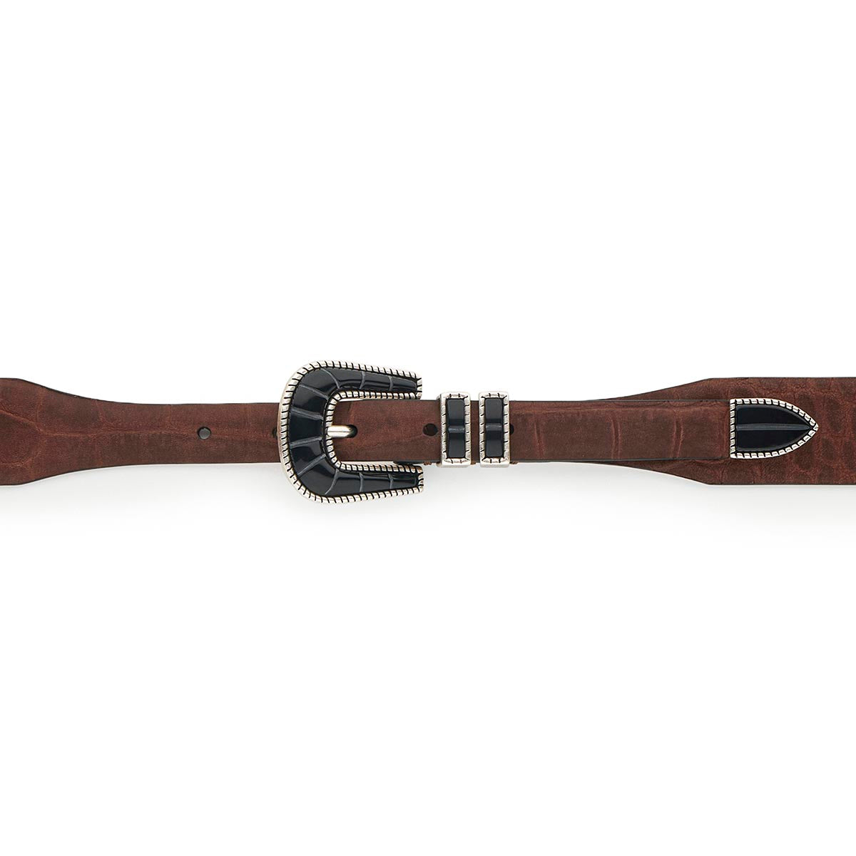 Silver Ostrich Crazy Color belt - CRAZY COLOR - Black - Brown nubuck