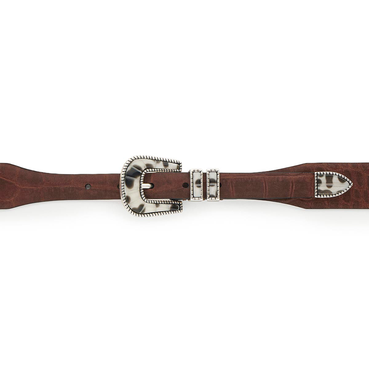 Silver Ostrich Crazy Color belt - CRAZY COLOR - Black Shade - Brown nubuck