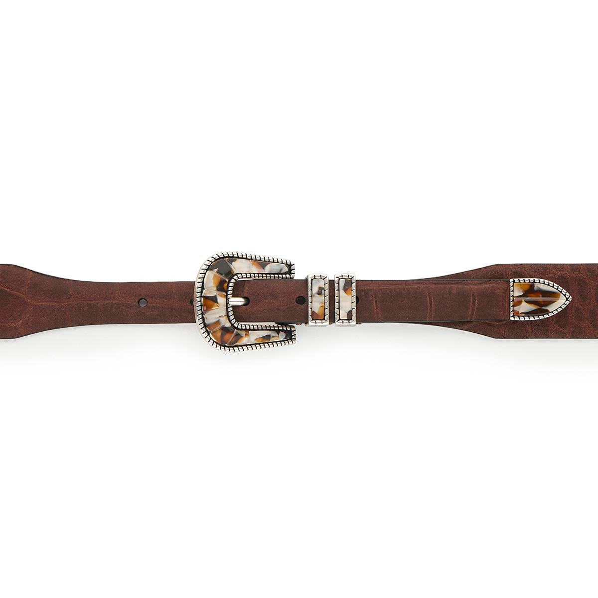 Silver Ostrich Crazy Color belt - CRAZY COLOR - Brown Shade - Brown nubuck