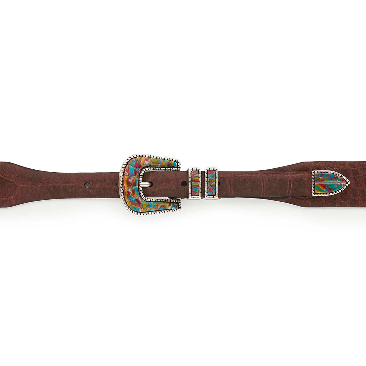 Silver Ostrich Crazy Color belt - CRAZY COLOR ACTIVE - Yellow - Brown nubuck