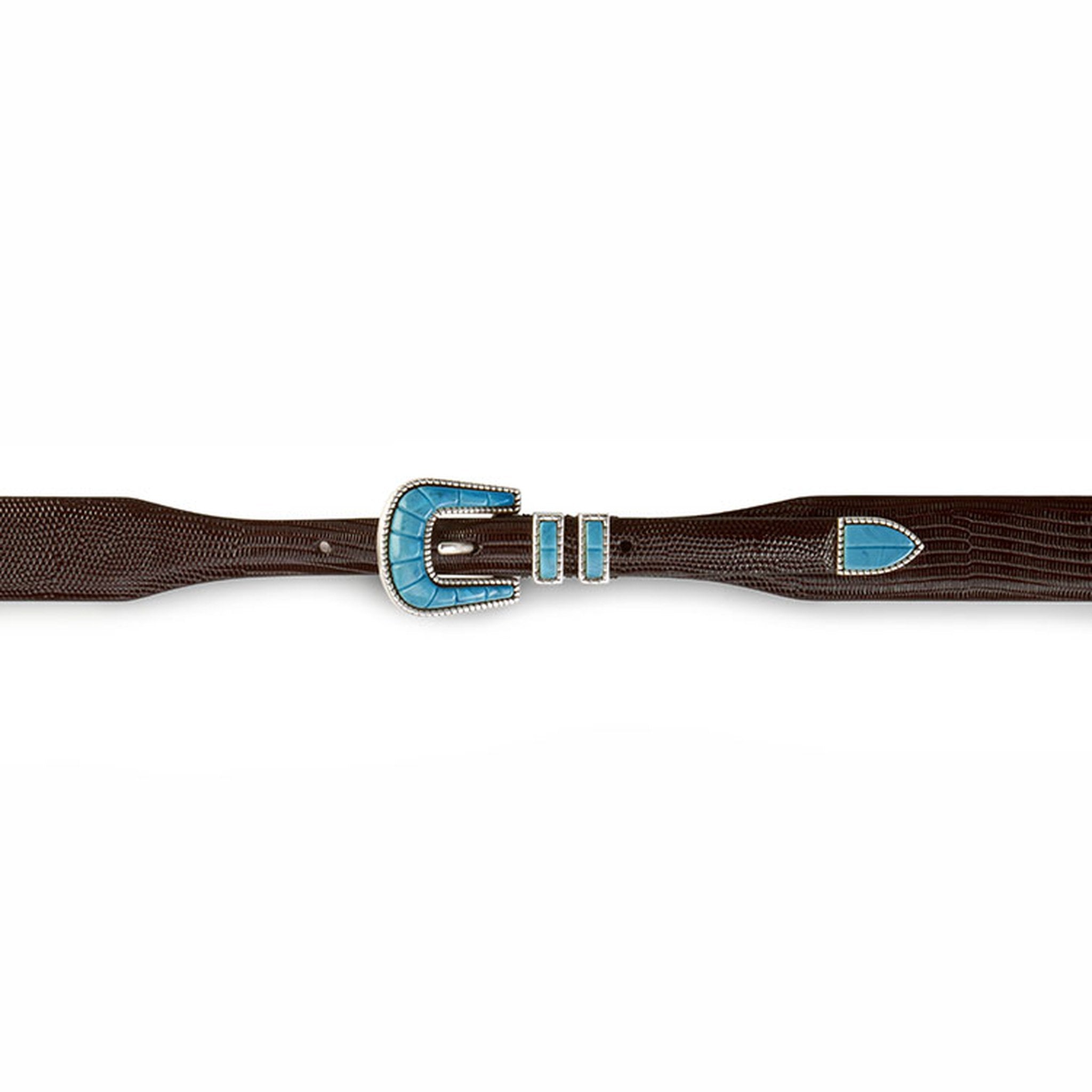 Crazy Color Turquoise Belt – Statement Leather | Silver Ostrich