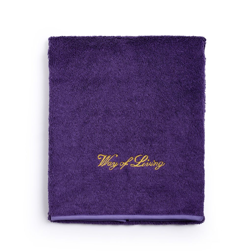 Purple luxury cotton towel with embroidery, full picture